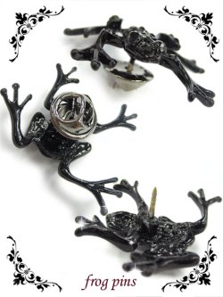 画像2: 【新品】 かえるピンバッジ(黒) (brooch/black) ZA_005_B59