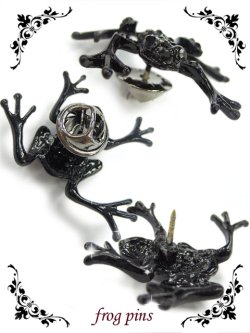 画像2: 【新品】 かえるピンバッジ(黒) (brooch/black) ZA_005_B59