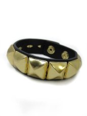 画像1: 【新品】１連スタッズリストバンド ゴールド BR_032_B129【通信販売専用商品】 (1)