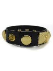 画像2: 【新品】１連スタッズリストバンド ゴールド BR_032_B129【通信販売専用商品】 (2)