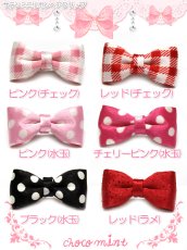 画像2: 【新品】サテンミニリボンヘアクリップ hair clip　ピンク水玉 HA_128_B142【通信販売専用商品】 (2)