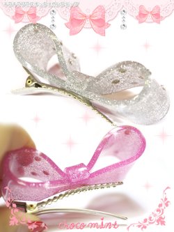 画像3: 【新品】キラキラプラスチックリボンクリップ （クリア）hair clip HA_291_B135