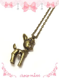 画像1: 【新品】アンティークバンビちゃんネックレス necklace NE_110_B123