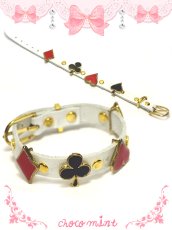 画像1: 【新品】トランプレザーブレスレット(ホワイト) bracelet(white) BR_078_B106【通信販売専用商品】 (1)