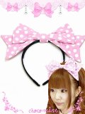 【新品】ドットリボンカチューシャ headband(ピンク pink) HA_111_B140