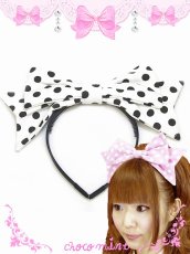 画像1: 【新品】ドットリボンカチューシャ headband(ホワイト) HA_113_B140【通信販売専用商品】 (1)