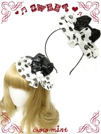 【新品】リボンドットフリルハットカチューシャ(ブラック×ホワイト)（black×white） HA_246_B148【通信販売専用商品】