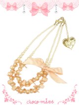 【新品】 リボンパールネックレス（ピンク） NE_138_B142