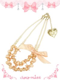 【新品】 リボンパールネックレス（ピンク） NE_138_B142【通信販売専用商品】