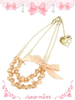 画像1: 【新品】 リボンパールネックレス（ピンク） NE_138_B142