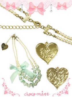 画像2: 【新品】 リボンパールネックレス（ミント） NE_137_B142