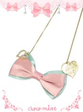 画像1: 【新品】キラキラ☆ハートリボンネックレス (リボン＆ハートネックレス) NE_136_B141【通信販売専用商品】 (1)
