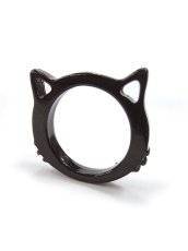 画像1: 【新品】 ネコシルエットリング(ブラック) RG_190_B83【通信販売専用商品】 (1)