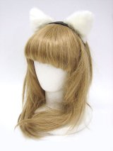 【新品】 ねこみみカチューシャ (ホワイト×ブラック) -ha-klt-ha-k-131207-NE.L.AC.660.T_B147