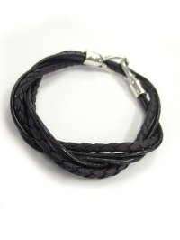 【新品】 レザーブレスレット(黒×黒) BR_008_B130【通信販売専用商品】
