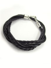 画像1: 【新品】 レザーブレスレット(黒×黒) BR_008_B130【通信販売専用商品】 (1)