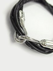 画像2: 【新品】 レザーブレスレット(黒×黒) BR_008_B130【通信販売専用商品】 (2)