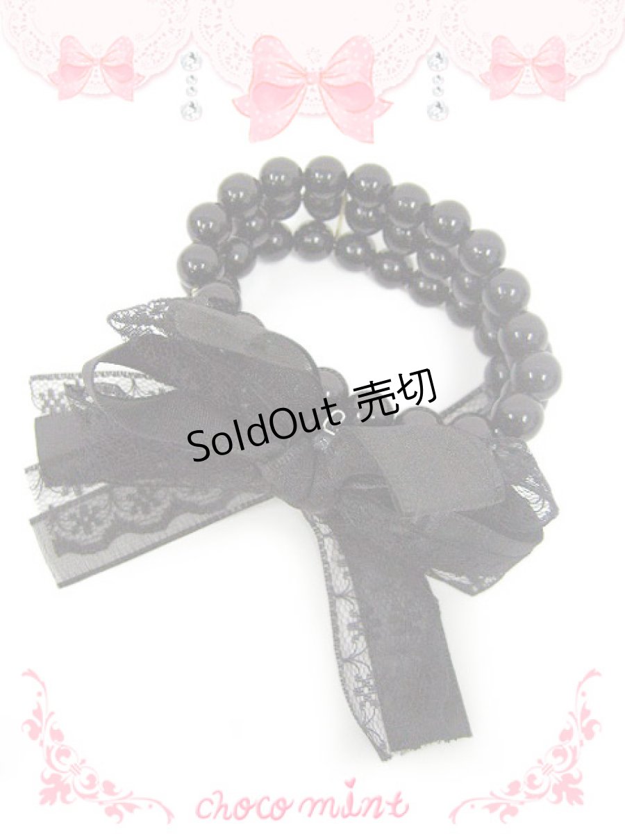 画像1: 【新品】リボンパールブレス（ブラック） BR_044_B131【通信販売専用商品】 (1)