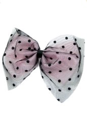 画像1: 【新品】ドットチュール2WAYブローチ&ヘアピン(ピンク/ブラック)brooch/hair pin HA_158_B141【通信販売専用商品】 (1)