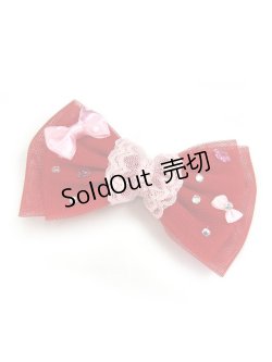 画像1: 【新品】チュールリボン2WAYヘアピン＆ブローチ（レッド） HA_159_B141【通信販売専用商品】