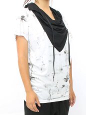 画像1: 【新品】V切替半そでパーカー(白×黒) g_tp TP_009_D001【通信販売専用商品】 (1)