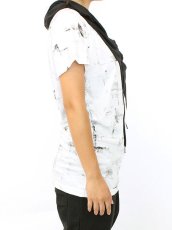 画像2: 【新品】V切替半そでパーカー(白×黒) g_tp TP_009_D001【通信販売専用商品】 (2)