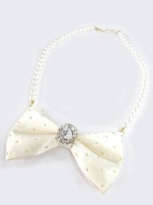画像1: 【新品】クリスタルリボンパールネックレス(白) NE_058_B131【通信販売専用商品】 (1)