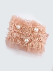 画像2: 【新品】パステルリボンレースシュシュ （ピーチピンク） HA_085_B148【通信販売専用商品】 (2)