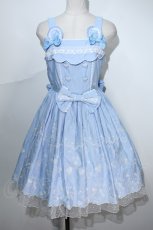 画像1: BABY,THE STARS SHINE BRIGHT /  くみゃちゃんのLove Heart EmbroideryジャンパースカートI  サックスＸ白 S-24-05-13-079-BA-OP-UT-ZS (1)