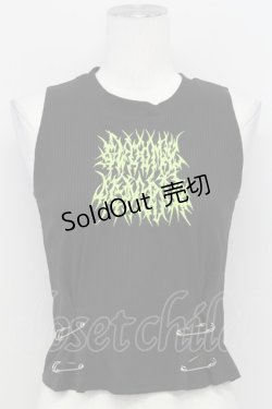 画像1: ACDC RAG / Vivid Gloomy Sleevelessトップス  黒Ｘ緑 T-25-03-26-009-PU-TO-SA-ZT
