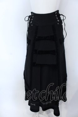 画像1: Ozz On / サイドレースアップ切り替えレイヤードスカートセット  ブラック O-25-04-15-063-OO-SK-IG-OS