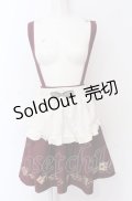 Amavel / トランプ刺繍入りエプロン×サスペンダー付サリバンスカート  ボルドー O-25-05-06-072-CA-SK-IG-OS