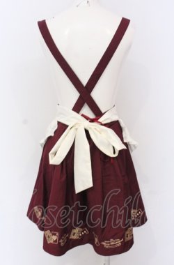 画像2: Amavel / トランプ刺繍入りエプロン×サスペンダー付サリバンスカート  ボルドー O-25-05-06-072-CA-SK-IG-OS