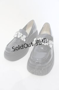 axes femme POETIQUE / ビジューデザインローファー M クロ O-25-05-28-145-AX-SH-IG-ZT-K005