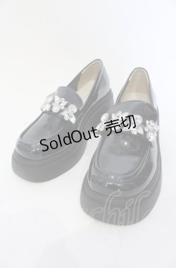 画像1: axes femme POETIQUE / ビジューデザインローファー M クロ O-25-05-28-145-AX-SH-IG-ZT-K005