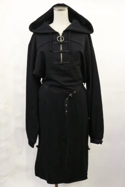 画像1: IRO+IRO / チャイナスリットパーカーワンピース Free ブラック H-25-06-08-1012-LO-OP-NS-ZH