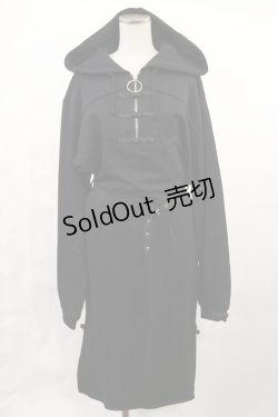 画像1: IRO+IRO / チャイナスリットパーカーワンピース Free ブラック H-25-06-08-1012-LO-OP-NS-ZH