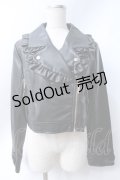 axes femme kawaii / フリル合皮ライダース  黒 Y-25-06-18-056-AX-JA-SZ-ZY