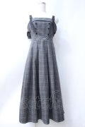 axes femme / バックリボンチェック柄ジャンスカ  グレー Y-25-06-18-062-AX-OP-SZ-ZY