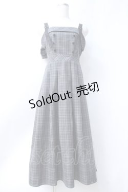 画像1: axes femme / バックリボンチェック柄ジャンスカ  グレー Y-25-06-18-062-AX-OP-SZ-ZY