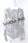 Ozz On / ベロアジャガードトップス  ブルー Y-25-06-18-058-OO-TO-SZ-ZY