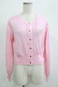 Angelic Pretty / Lovelyハート透かしニットカーディガン Free ピンク H-25-06-29-1058-AP-TO-NS-ZH