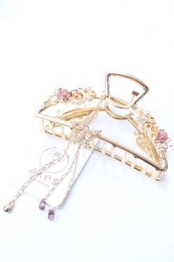 画像1: axes femme / 薔薇装飾蝶々バンスクリップ  ゴールド Y-25-08-30-011-AX-AC-SZ-ZY