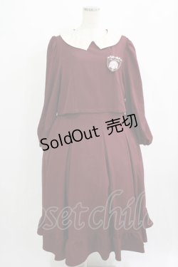 画像1: m petit by misako / サンリオキャラクターズコラボ マイメロディワッペン付きワンピース LL ワイン H-25-09-11-015-LO-OP-NS-ZH