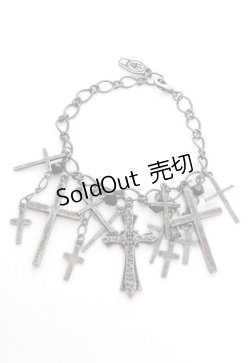 画像1: Moi-meme-Moitie / M+ROSE×十字架ブレスレット  アンティークシルバー Y-25-10-16-003-MO-AC-SZ-ZY