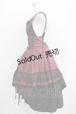 画像2: 逗?（海外ロリータブランド） / ストライプジャンパースカート Free ボルドー H-25-11-01-033-EL-OP-NS-ZH