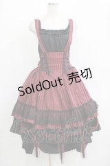 逗?（海外ロリータブランド） / ストライプジャンパースカート Free ボルドー H-25-11-01-033-EL-OP-NS-ZH