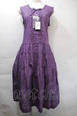 画像1: PINK HOUSE / ピコフリルロングノースリーブワンピース  紫 S-25-11-03-038-LO-OP-AS-ZS