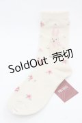 PINK HOUSE / バラ園うさぎソックス  アイボリー I-25-11-15-111-LO-ZA-SA-ZI