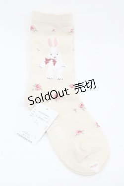 画像2: PINK HOUSE / バラ園うさぎソックス  アイボリー I-25-11-15-111-LO-ZA-SA-ZI